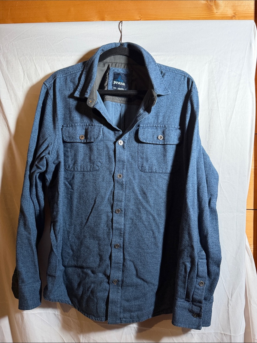 Prana Men's Dark Blue Button-Front Shirt Jacket